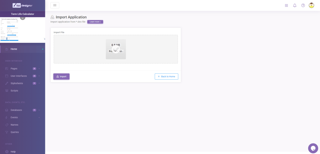 Term Life Import Upload Des File: Application Migration interface screenshot 6