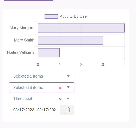 Activity by User interface screenshot 36 in Dashboards
