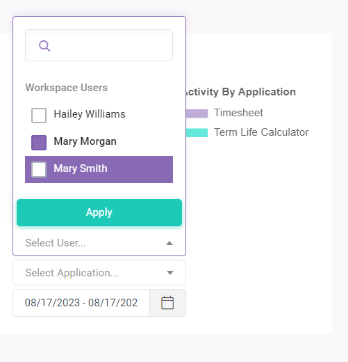Activity by Application interface screenshot 33 in Dashboards