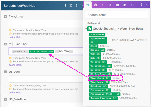 Using parseDate with a source date pattern in Make