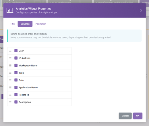 Analytics interface screenshot 19 in Dashboards