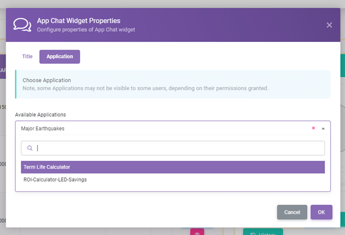 App Chat interface screenshot 25 in Dashboards