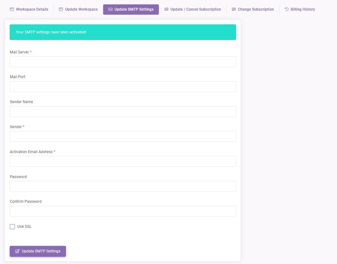 Workspace - Email Server Configuration