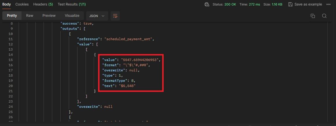 Calculate Request with outputs
