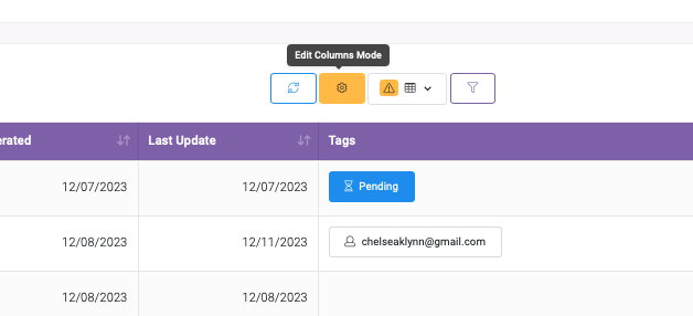 Settings: Context-Specific Columns interface screenshot 9 in Data Table Columns
