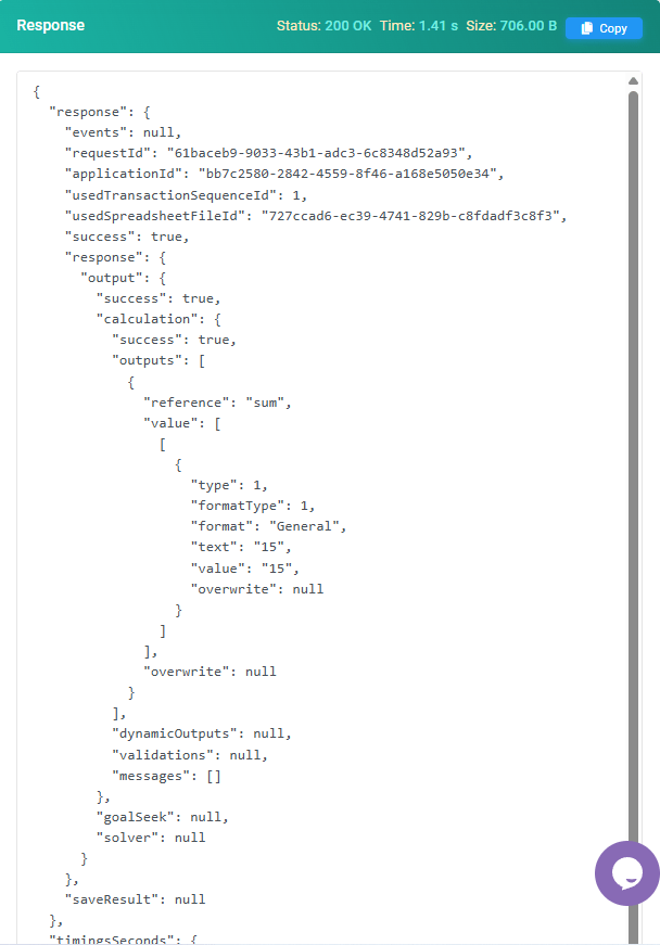API Response: Calculation Response Panel interface screenshot 13 in API Toolkit