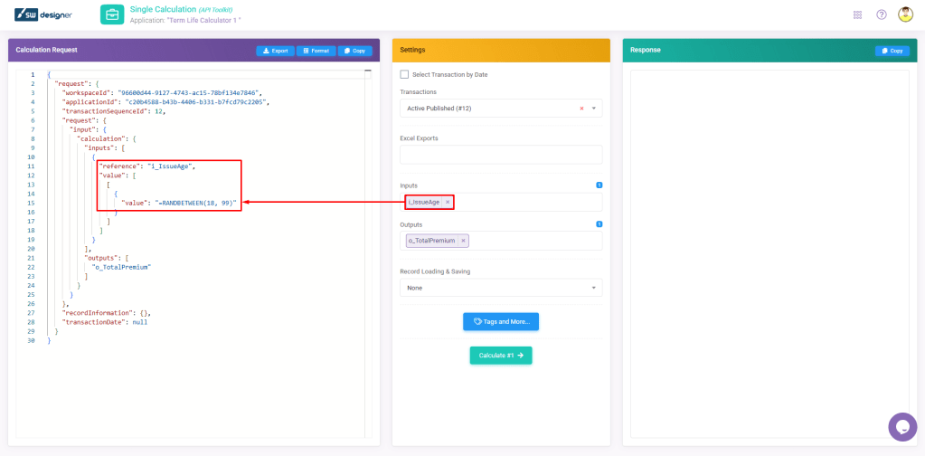 API Toolkit Interactive Calculation: Batch Calculation interface screenshot 16 in API Toolkit