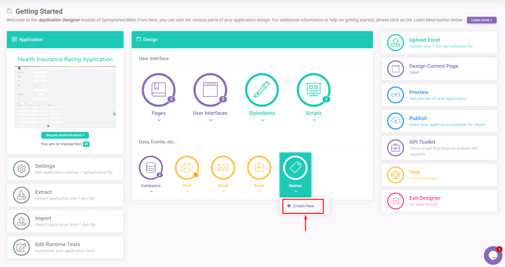 Names Create New: Names Editor interface screenshot 1