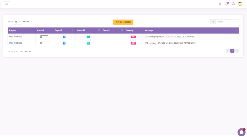 Validation Messages Name Required: The Name property of Control on page X is required. The Control on page X is not bound to a named range! interface screenshot 12 in Validation Me
