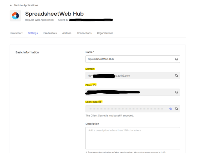 Configure Auth 0 Dashboard Applications Create Application Settings: Configuring Auth0 Dashboard interface screenshot 5 in Single Sign-On (SSO) with Auth0