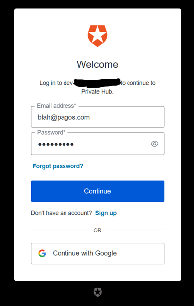 Configure Auth 0 Login to Hub with Auth 0 Confirm: Logging into SpreadsheetWeb Hub with Auth0 interface screenshot 15 in Single Sign-On (SSO) with Auth0