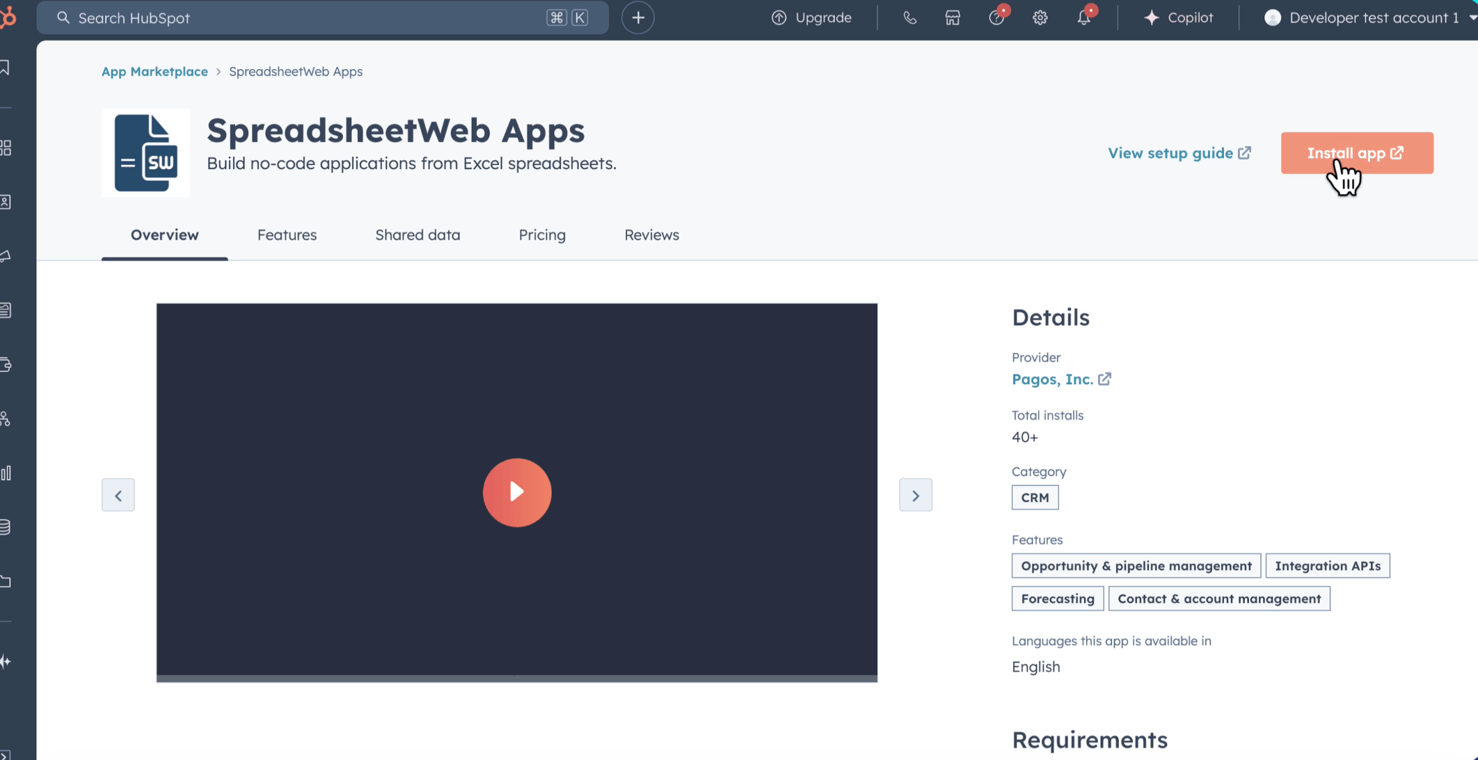 HubSpot CRM-SpreadsheetWeb Integration interface screenshot 2 in HubSpot