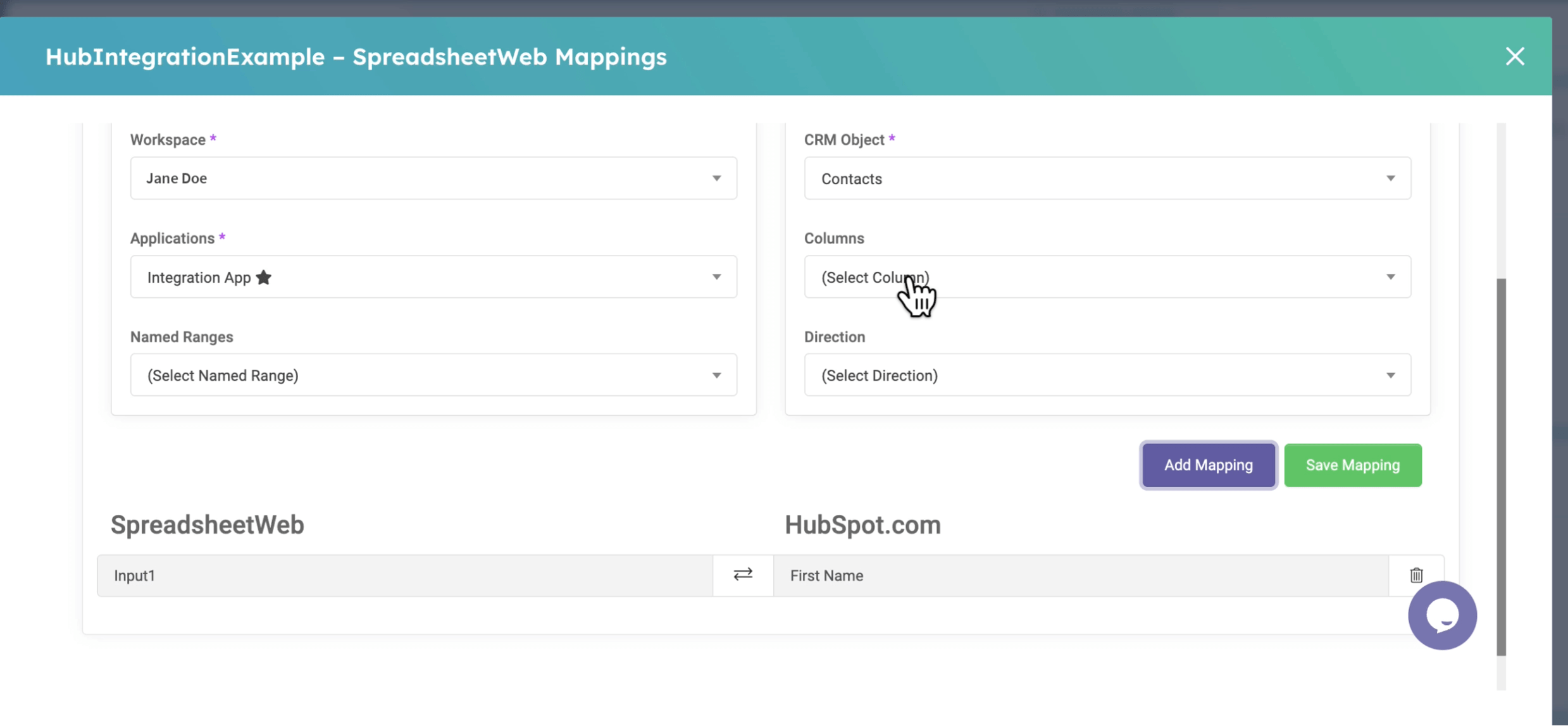 HubSpot CRM-SpreadsheetWeb Integration interface screenshot 7 in HubSpot